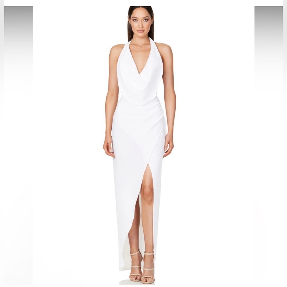 NWT Nookie Amore Ivory Halter Gown Dress‎ Sz Small $279